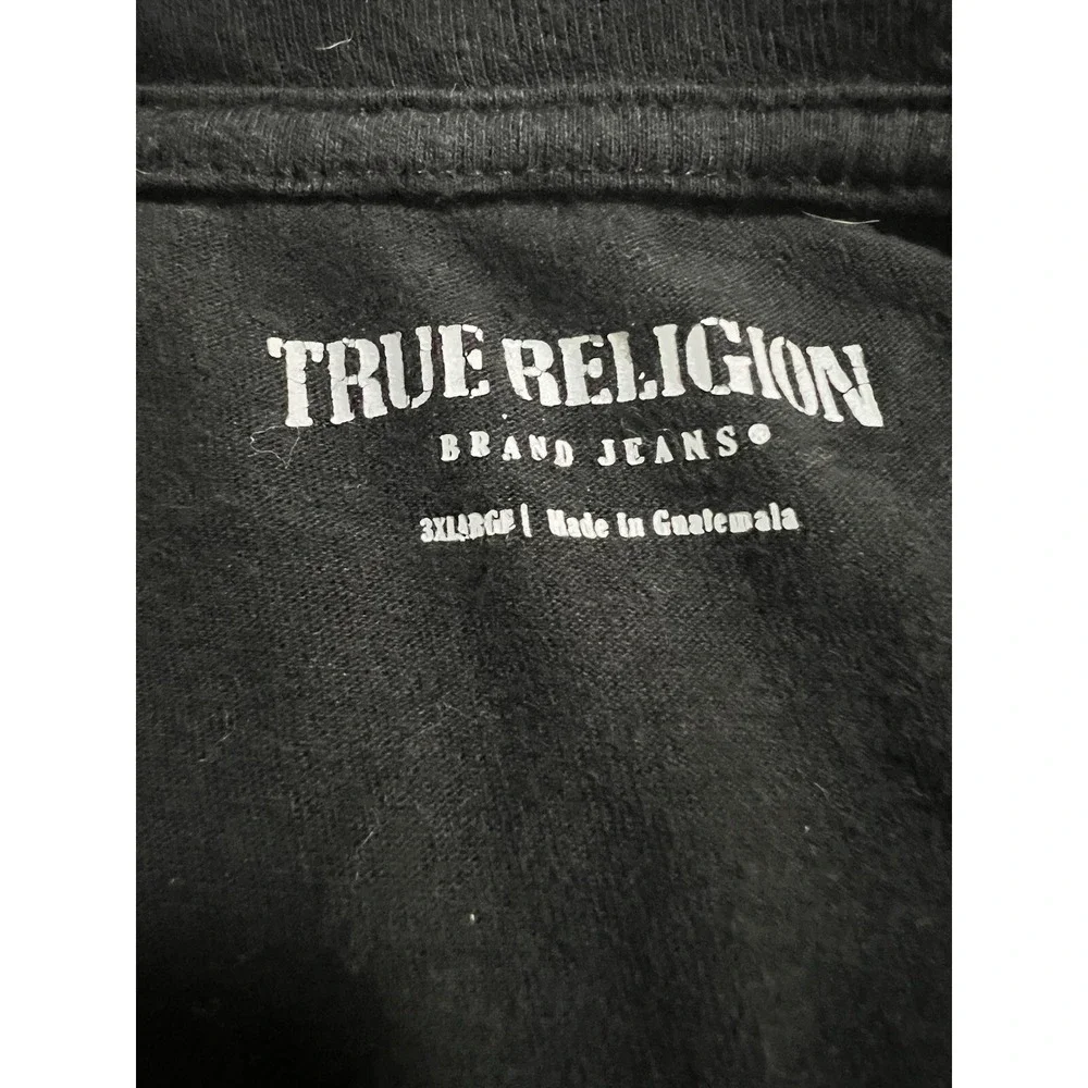 True Religion Shirt XL Black Buddha Logo‎ Pullover Short Sleeve Mens.